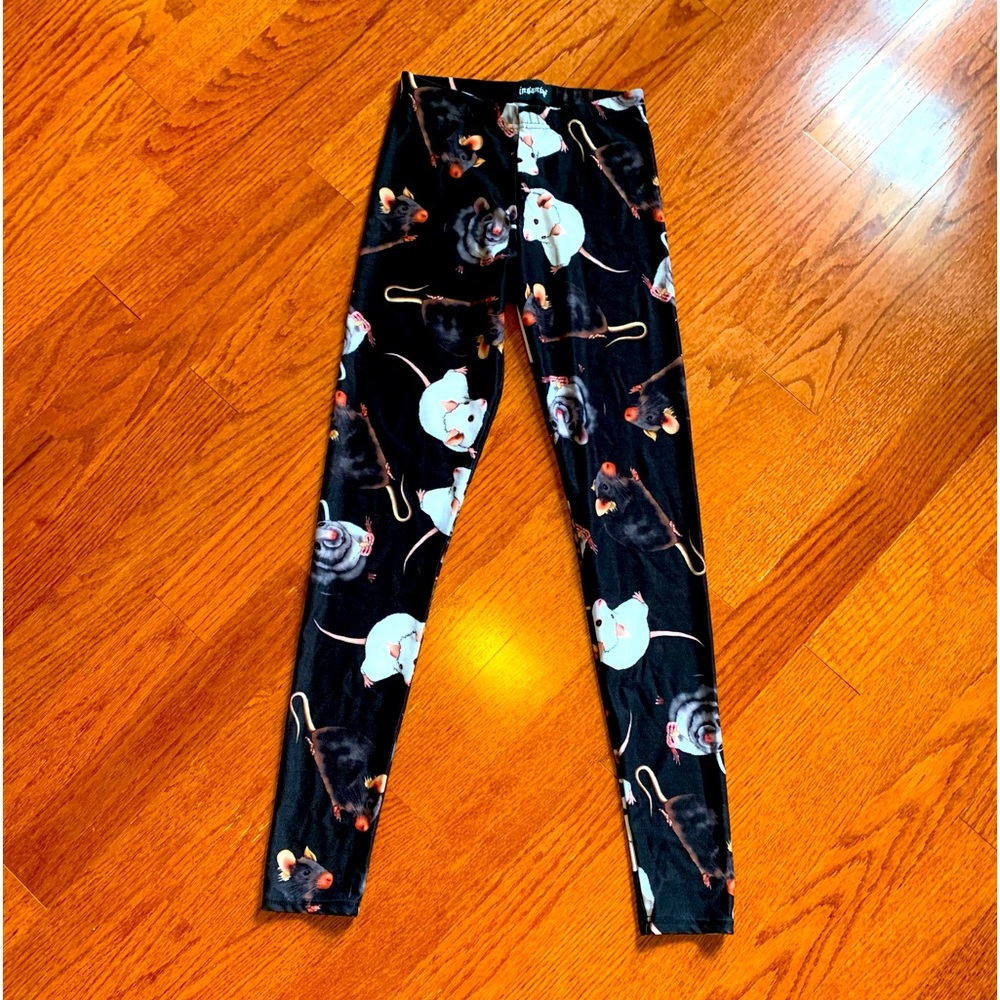 Insanity, Clothing Cute Mouse Printed Leggings Goth: Punk/ Emo (S/M) Black